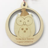 Teacher - Personalised Owl Decoration